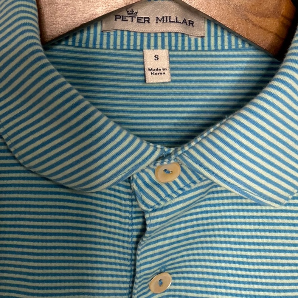 Peter Millar Blue Striped Polo Shirt 100% Cotton - Picture 4 of 9